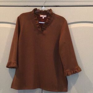 Jude Connally Women’s Top Cora Faux Suede Tunic 3/4 Sleeve Coco Medium